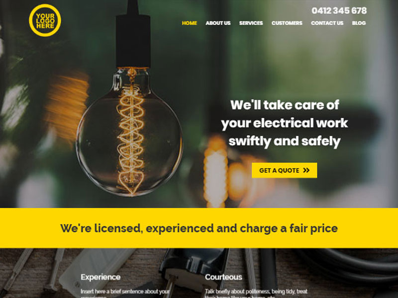 electricians website design 2